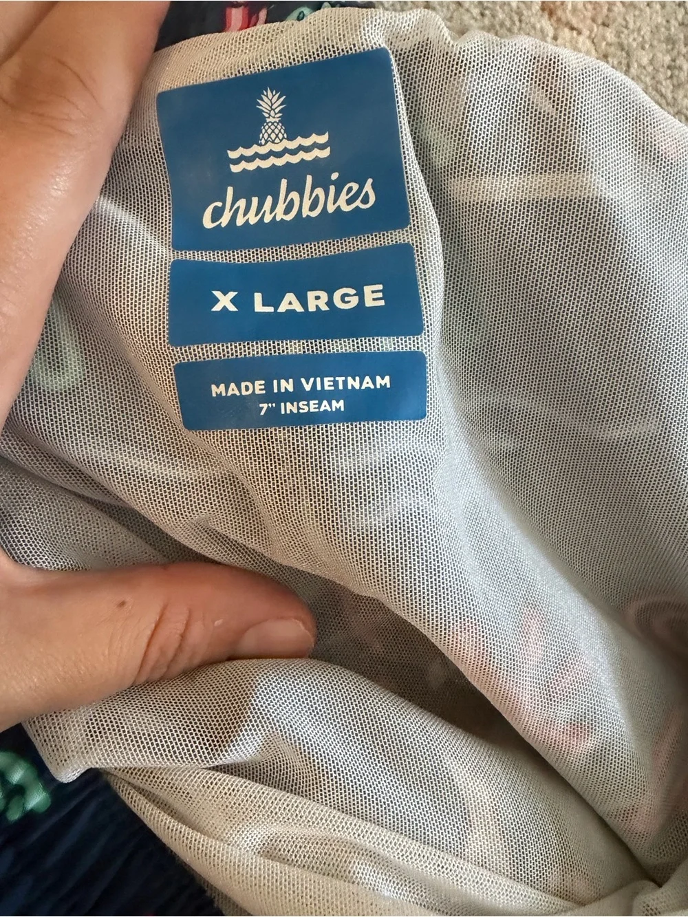 chubbies Navy Neon Tropical Print Swim Trunks